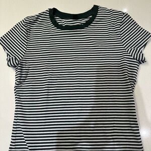 Uniqlo Black and Green Striped Short Sleeve Tee